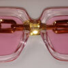 Bold Large Clear Frame Sunglasses with pink lense