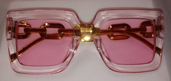 Bold Large Clear Frame Sunglasses with pink lense