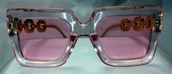 Bold Large Clear Frame Sunglasses with pink lense