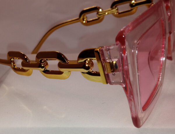 Bold Large Clear Frame Sunglasses with pink lense