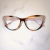 Retro Cat Eye Fashion Glasses - Color Block Frame with Clear Lens