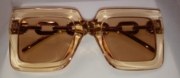 Bold Large Clear Frame Sunglasses with tan lense