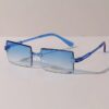 Frameless Rectangular gradient Fashion Glasses blue