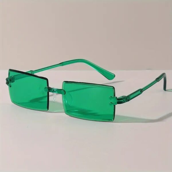 Frameless Rectangular Fashion Glasses green