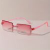 Frameless Rectangular gradient Fashion Glasses pink