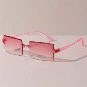 Frameless Rectangular gradient Fashion Glasses pink