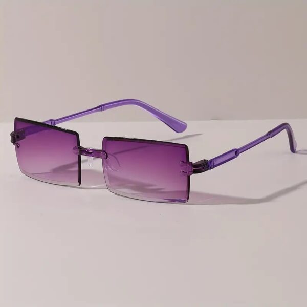 Frameless Rectangular gradient Fashion Glasses purple