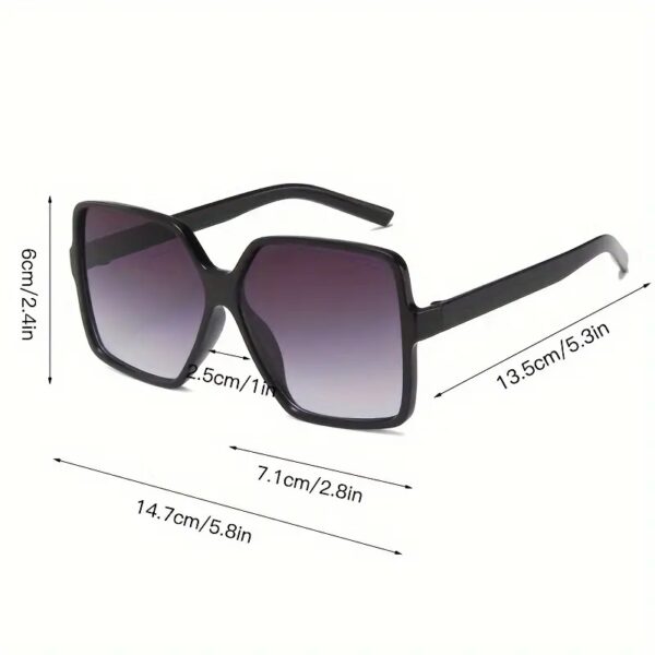 Black Frame, Black Lens Gradient Oversized Square Fashion Glasses