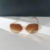 Oversized Square Sunglasses for Women - Stylish Champagne Colored Frame, Chic Brown Lens