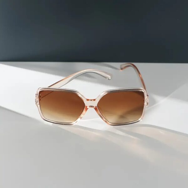 Oversized Square Sunglasses for Women - Stylish Champagne Colored Frame, Chic Brown Lens