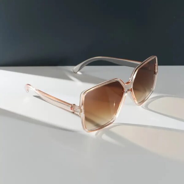 Oversized Square Sunglasses for Women - Stylish Champagne Colored Frame, Chic Brown Lens